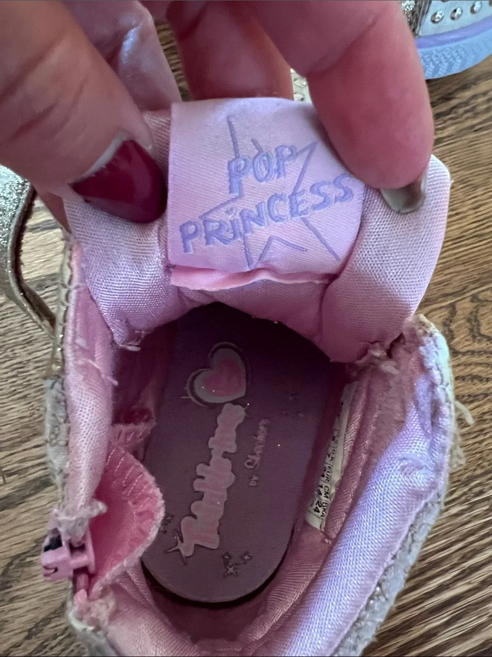 Skechers Twinkle Toes Gold Glitter & Pink High-Top Sneakers for Kids